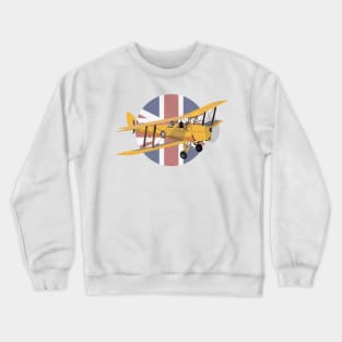 de Havilland DH.82 Tiger Moth British WW2 Airplane with British Flag Crewneck Sweatshirt